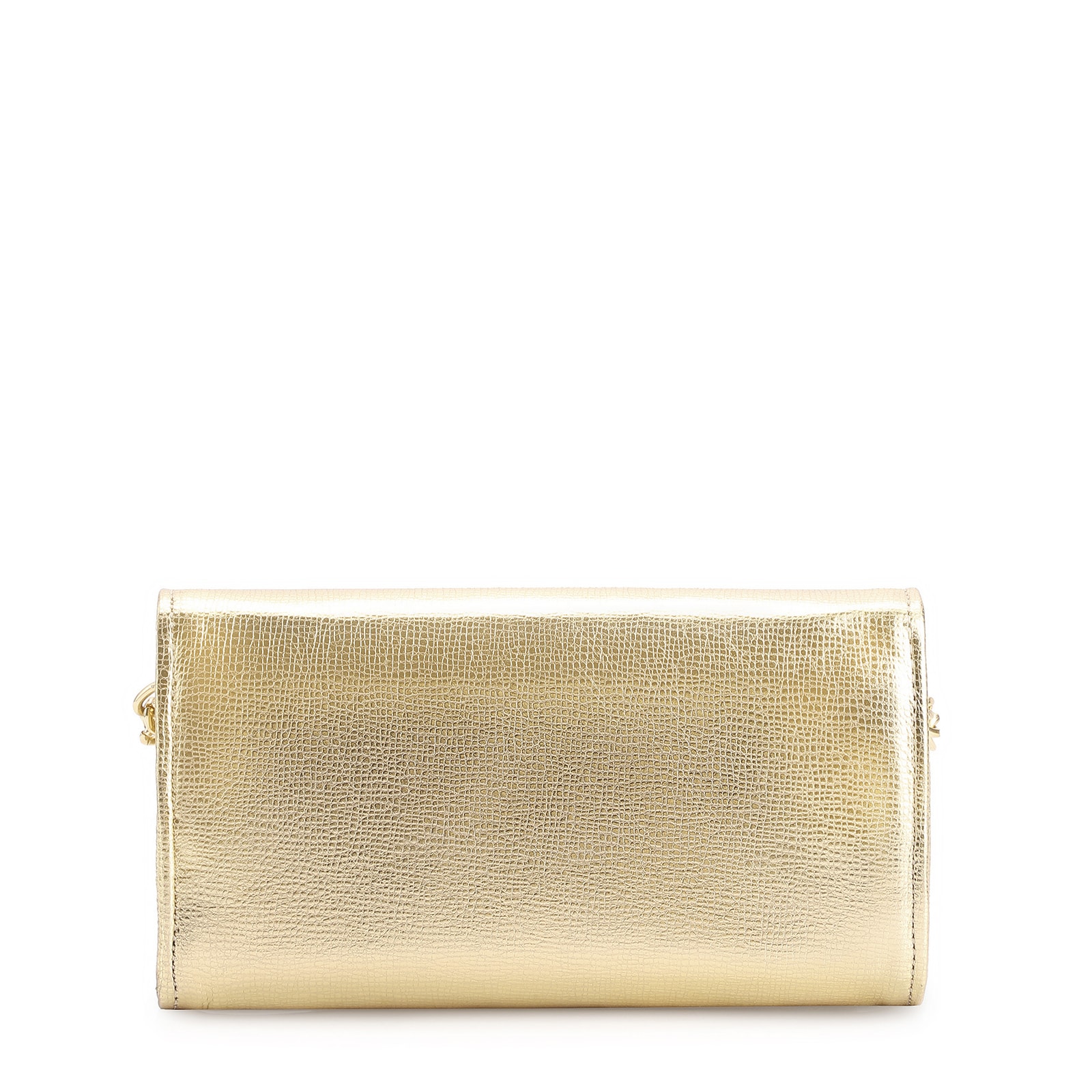Clutch Couro Dourado