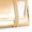 Clutch Couro Dourado  Metalizado Alça Corrente - imagem 5