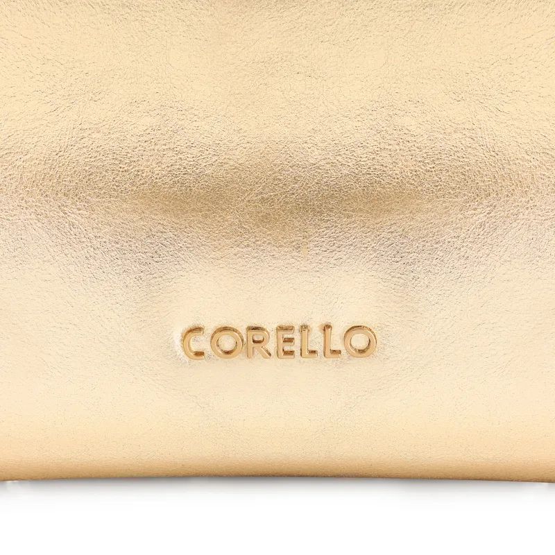 Clutch Couro Dourado Metalizado Alça Corrente - foto 6
