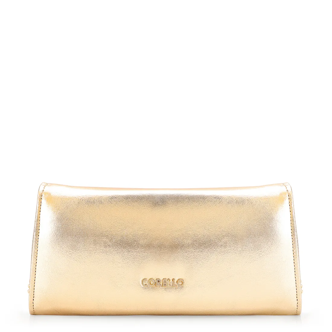 Clutch Couro Dourado  Metalizado Alça Corrente - foto 3