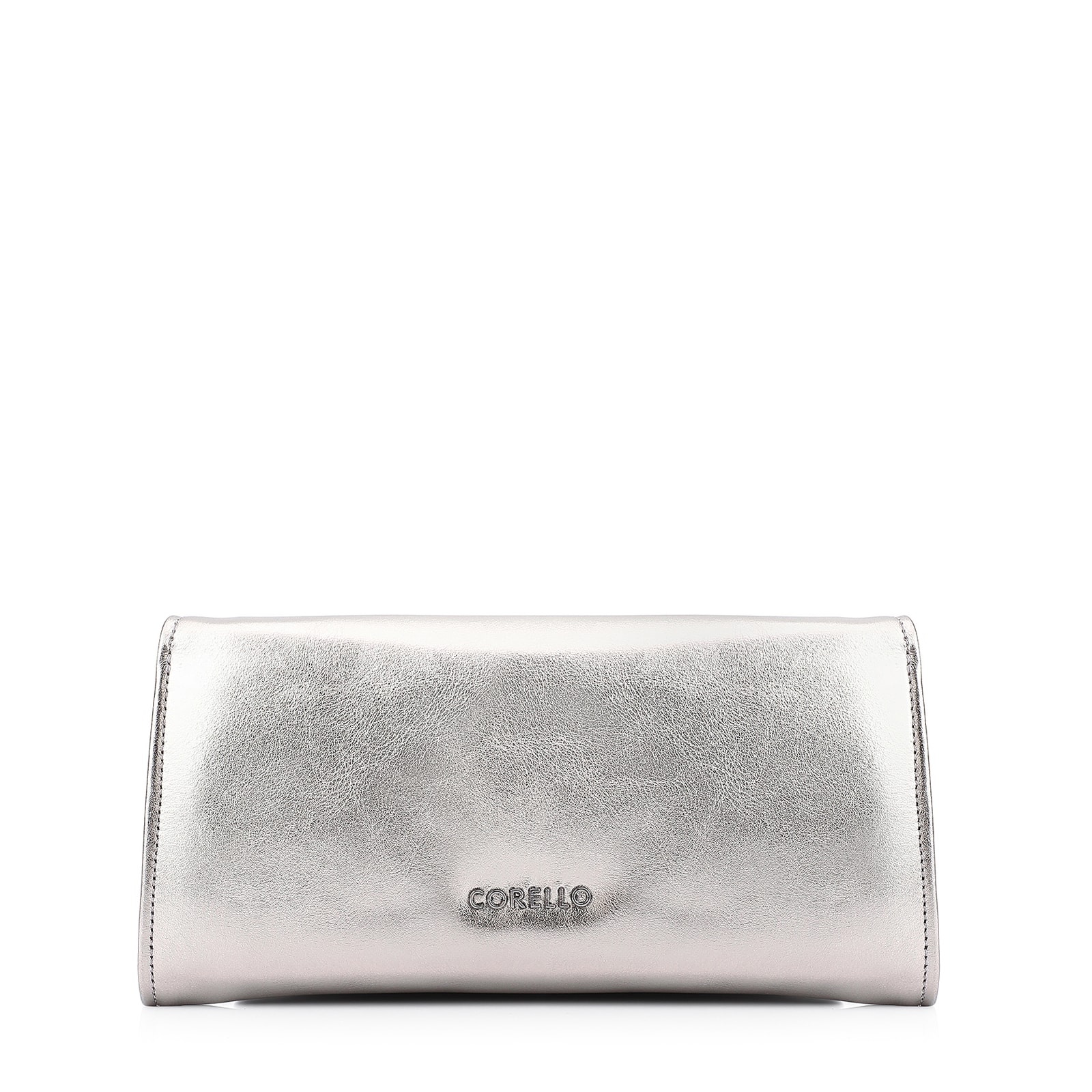 Clutch Couro Prata