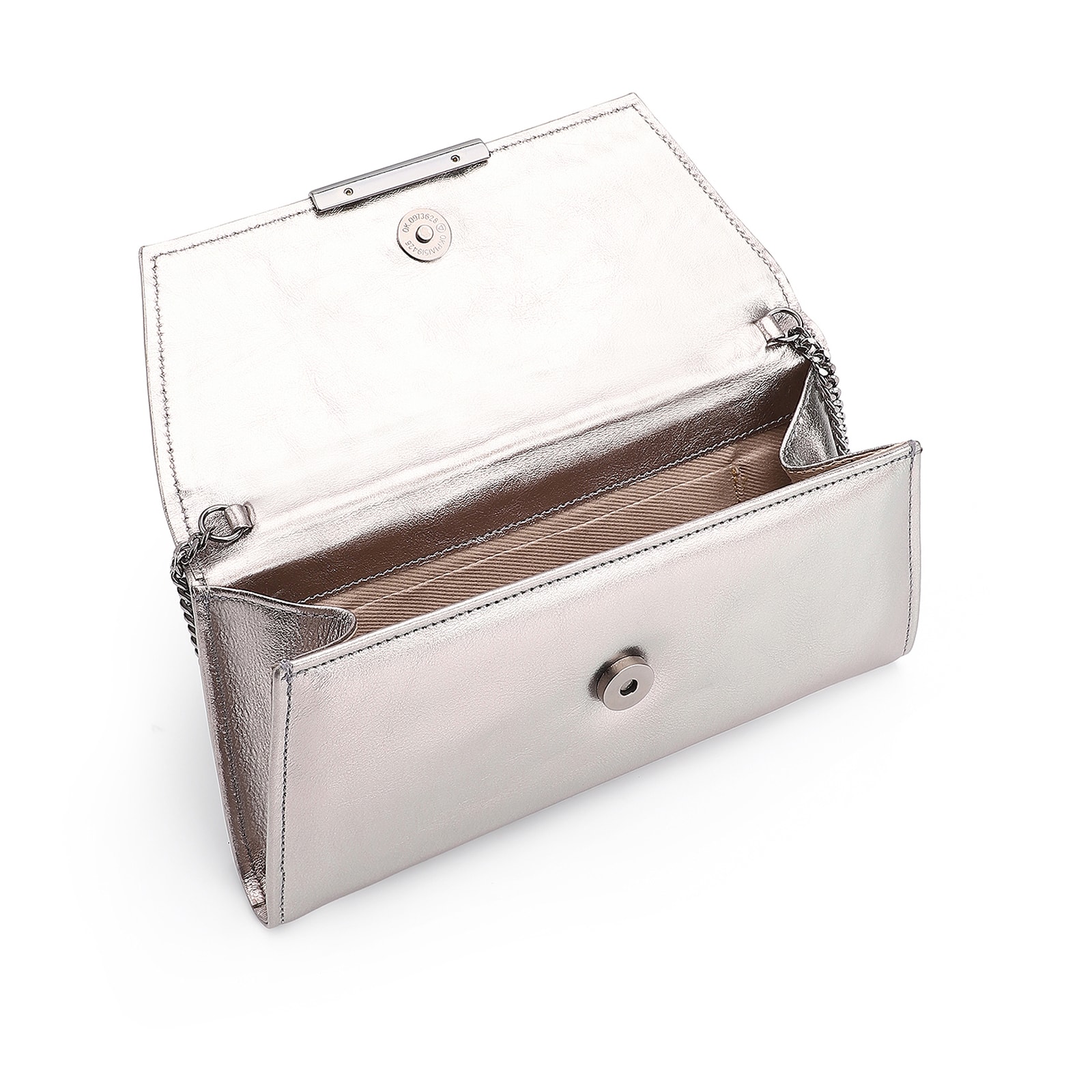Clutch Couro Prata