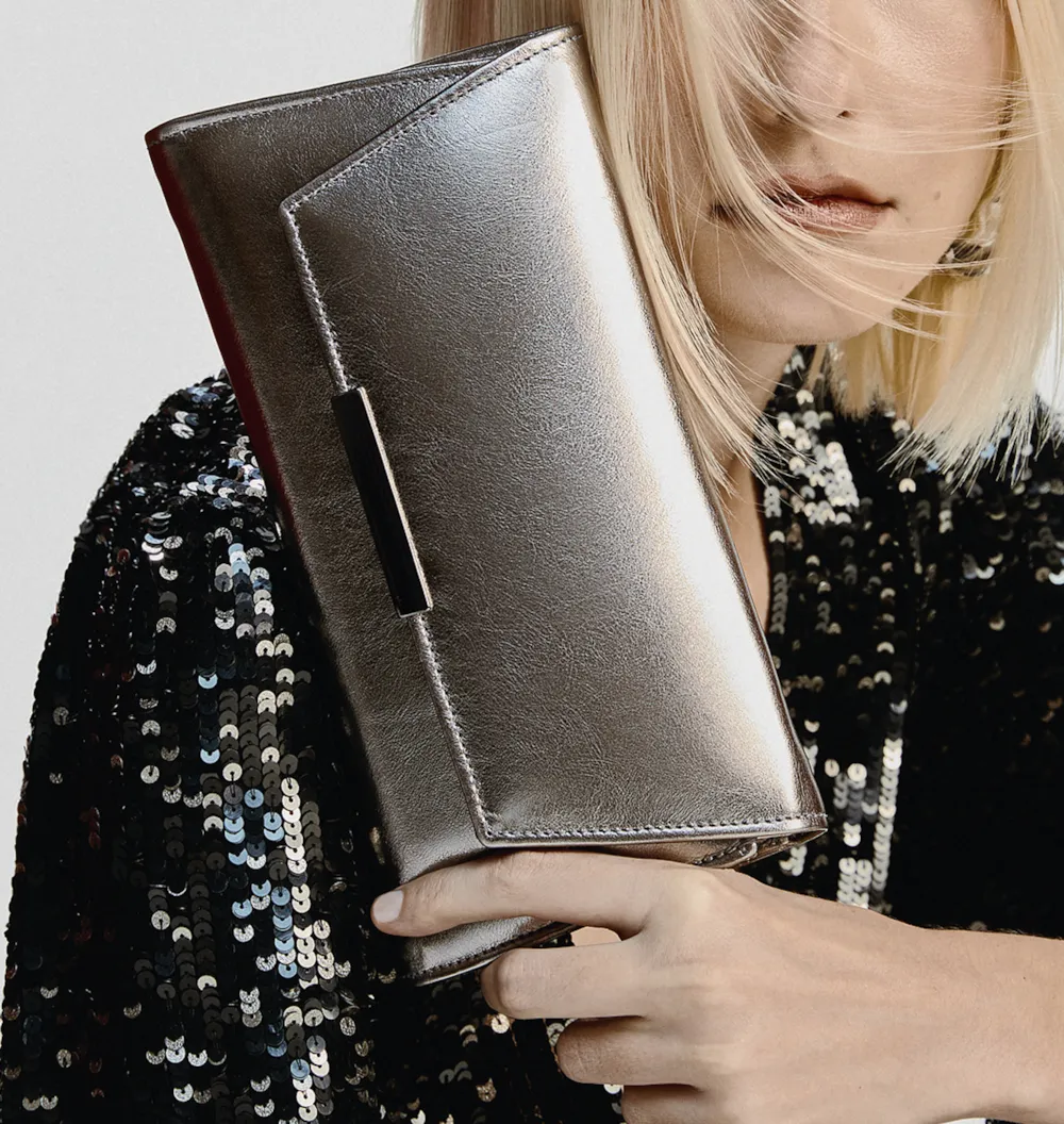 Clutch Couro Prata - imagem 2