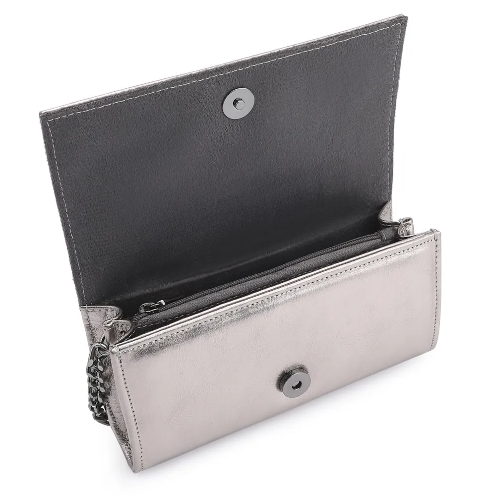 Clutch Couro Prata - imagem 4