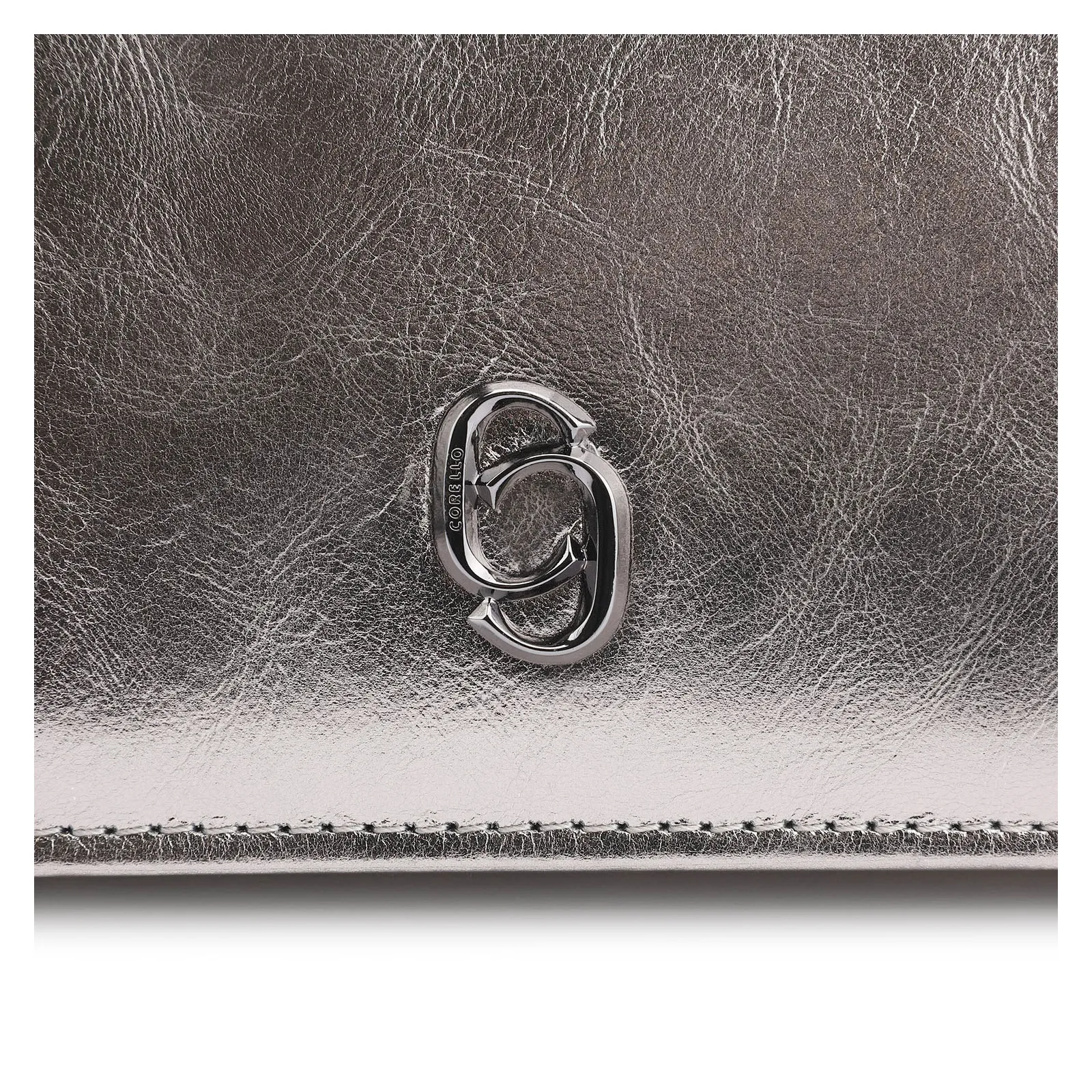 Clutch Couro Prata