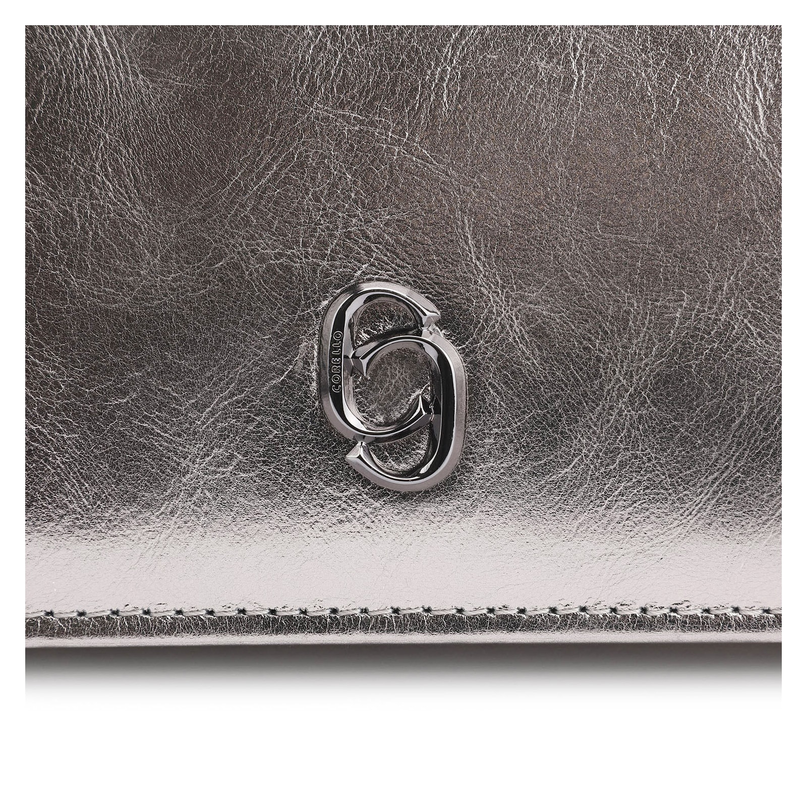 Clutch Couro Prata