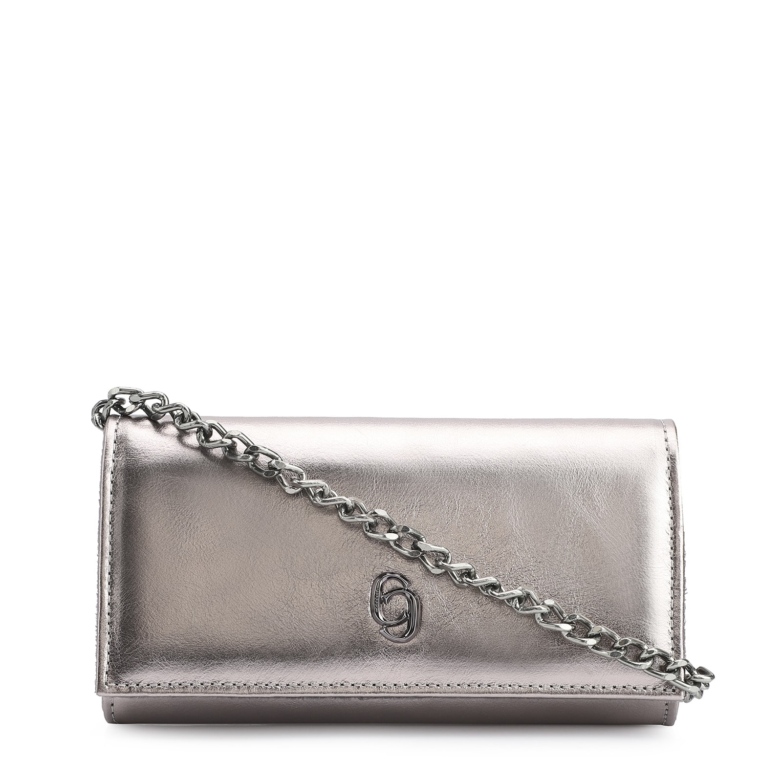 Clutch Couro Prata