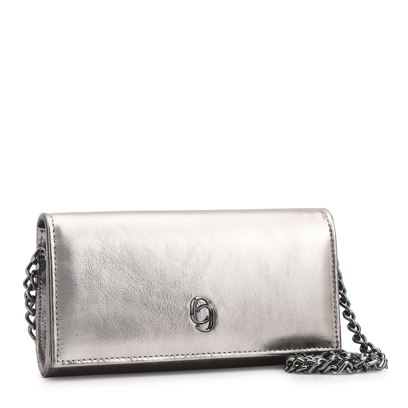Clutch Couro Prata