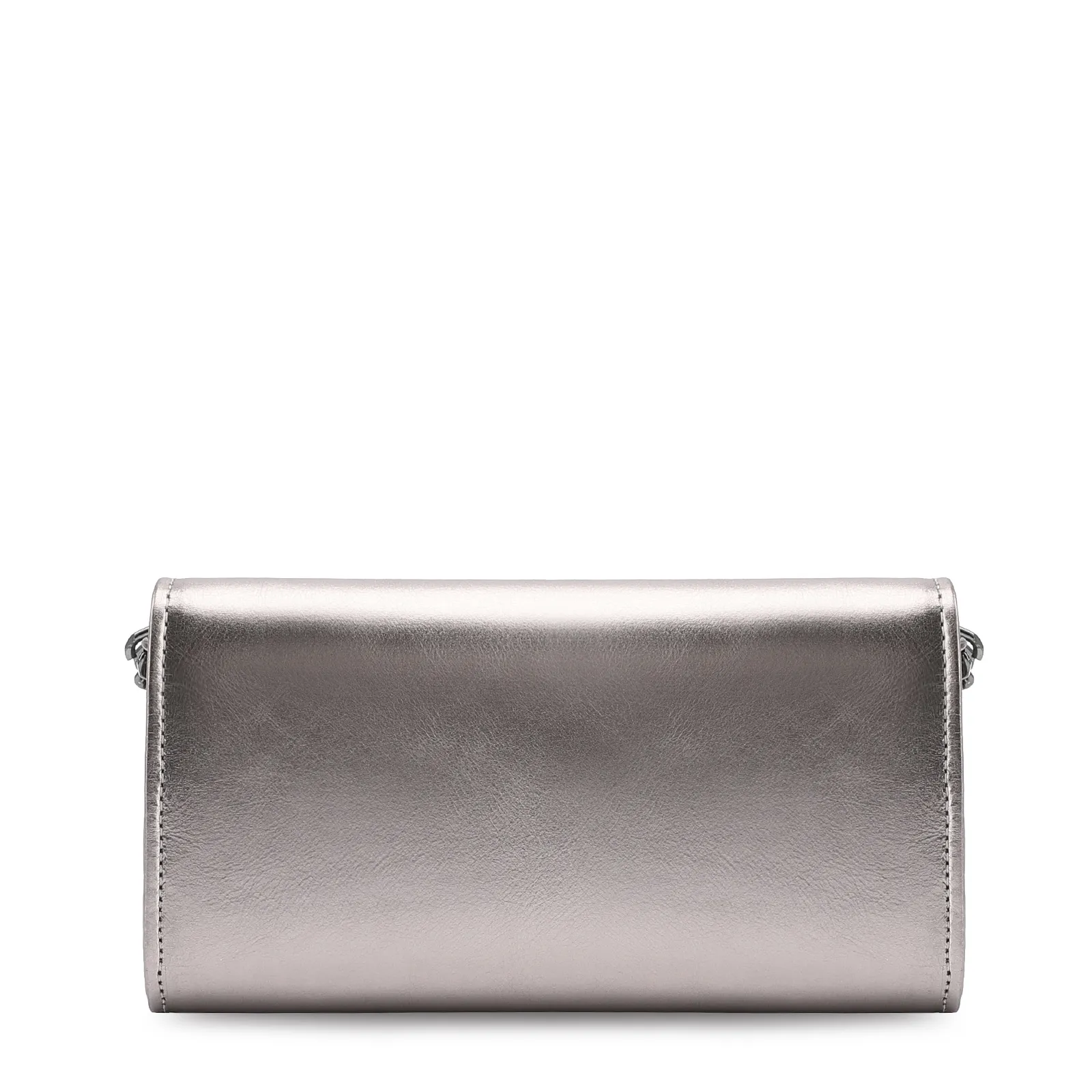 Clutch Couro Prata