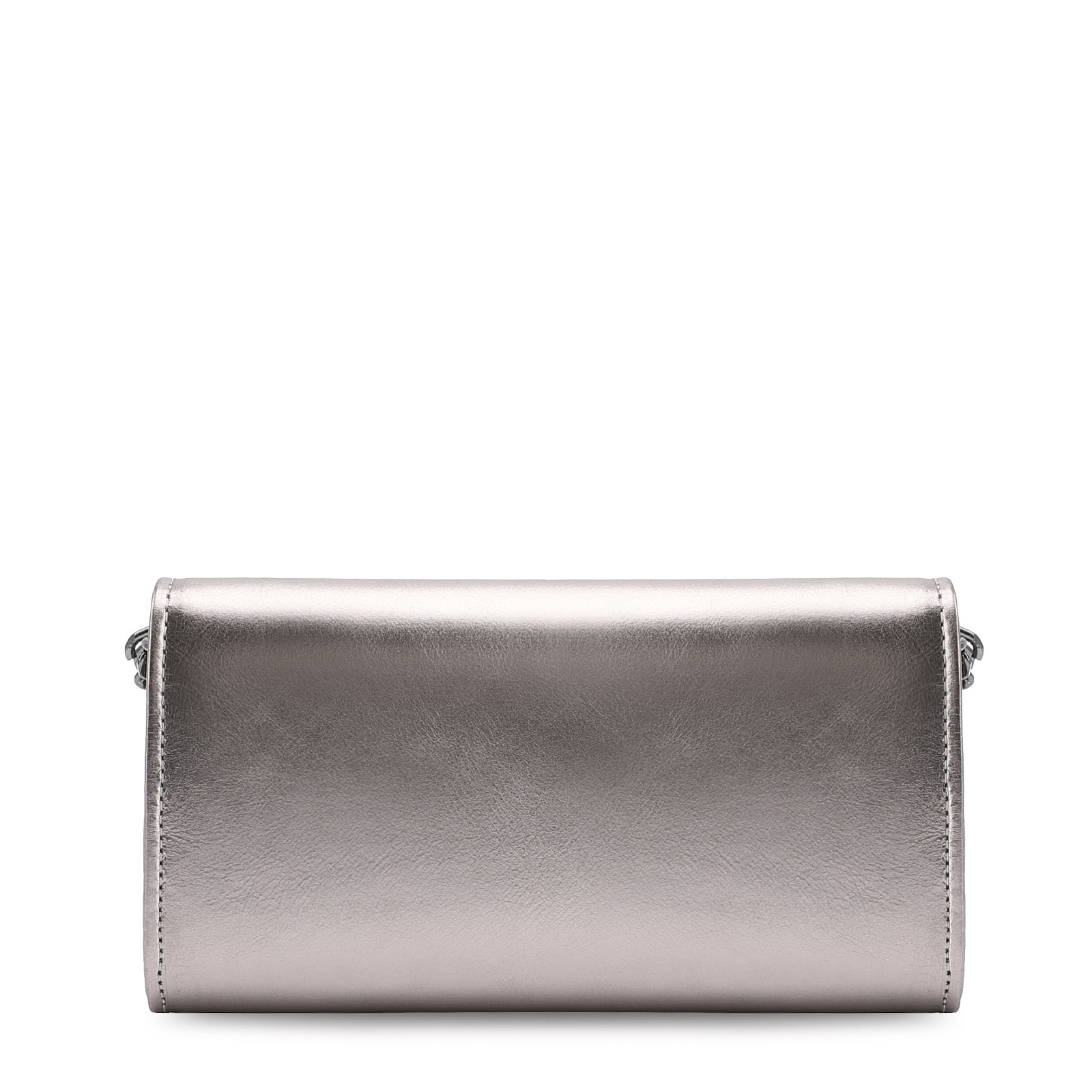 Clutch Couro Prata