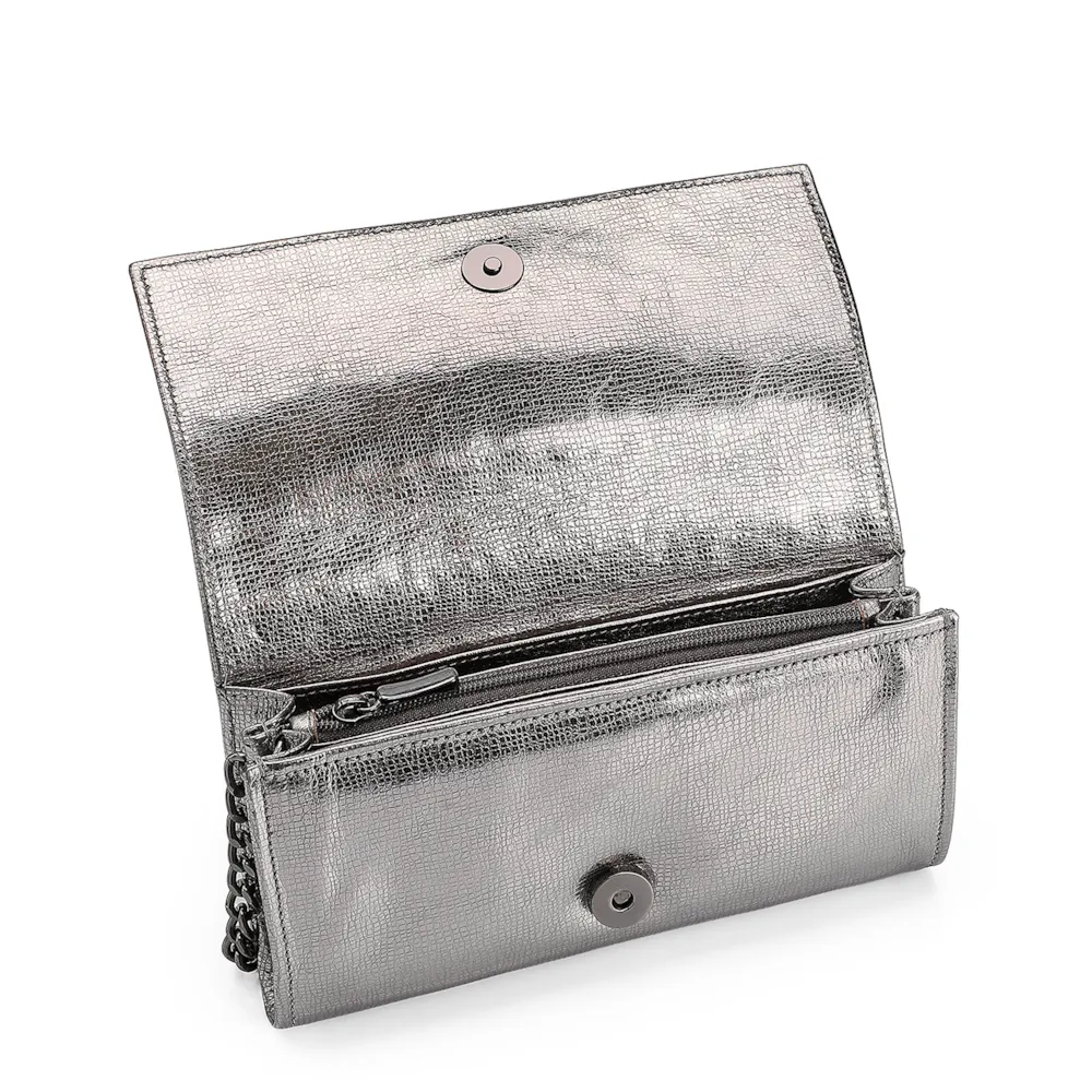 Clutch Couro Prata Grafite - imagem 4