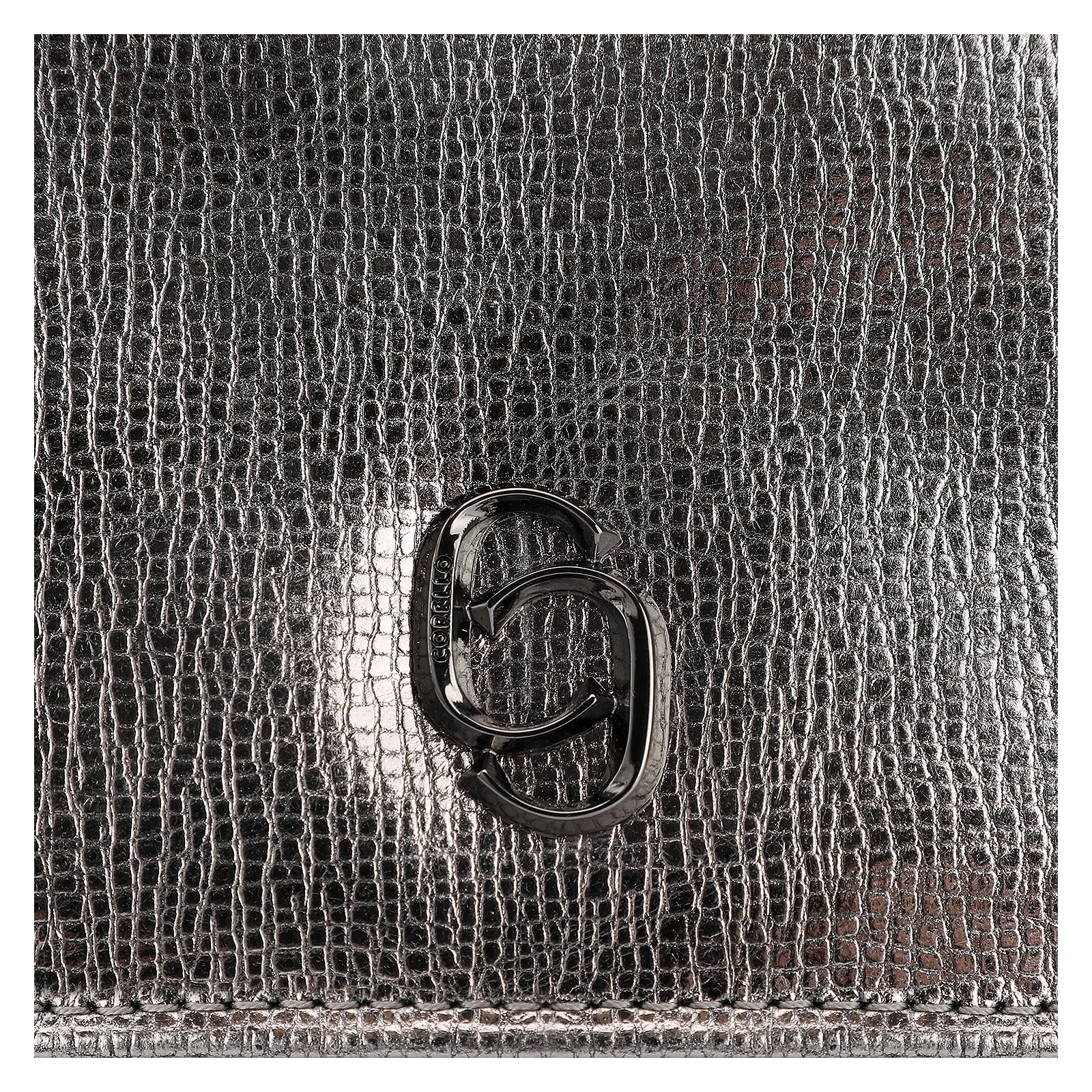 Clutch Couro Prata Grafite