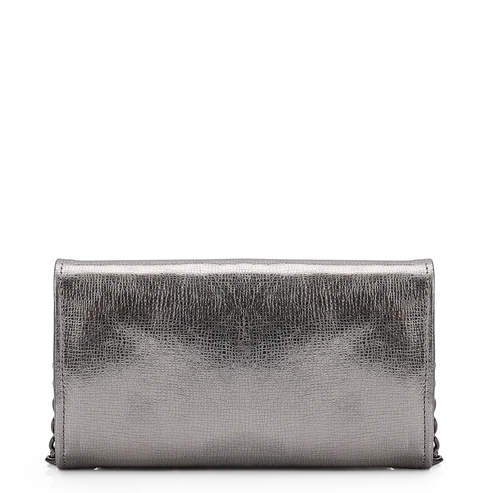 Clutch Couro Prata Grafite - imagem 3