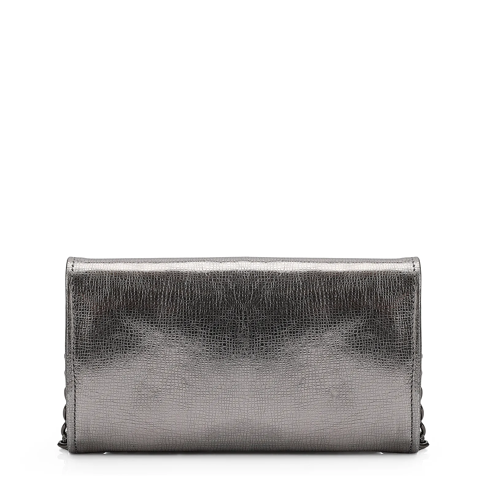 Clutch Couro Prata Grafite