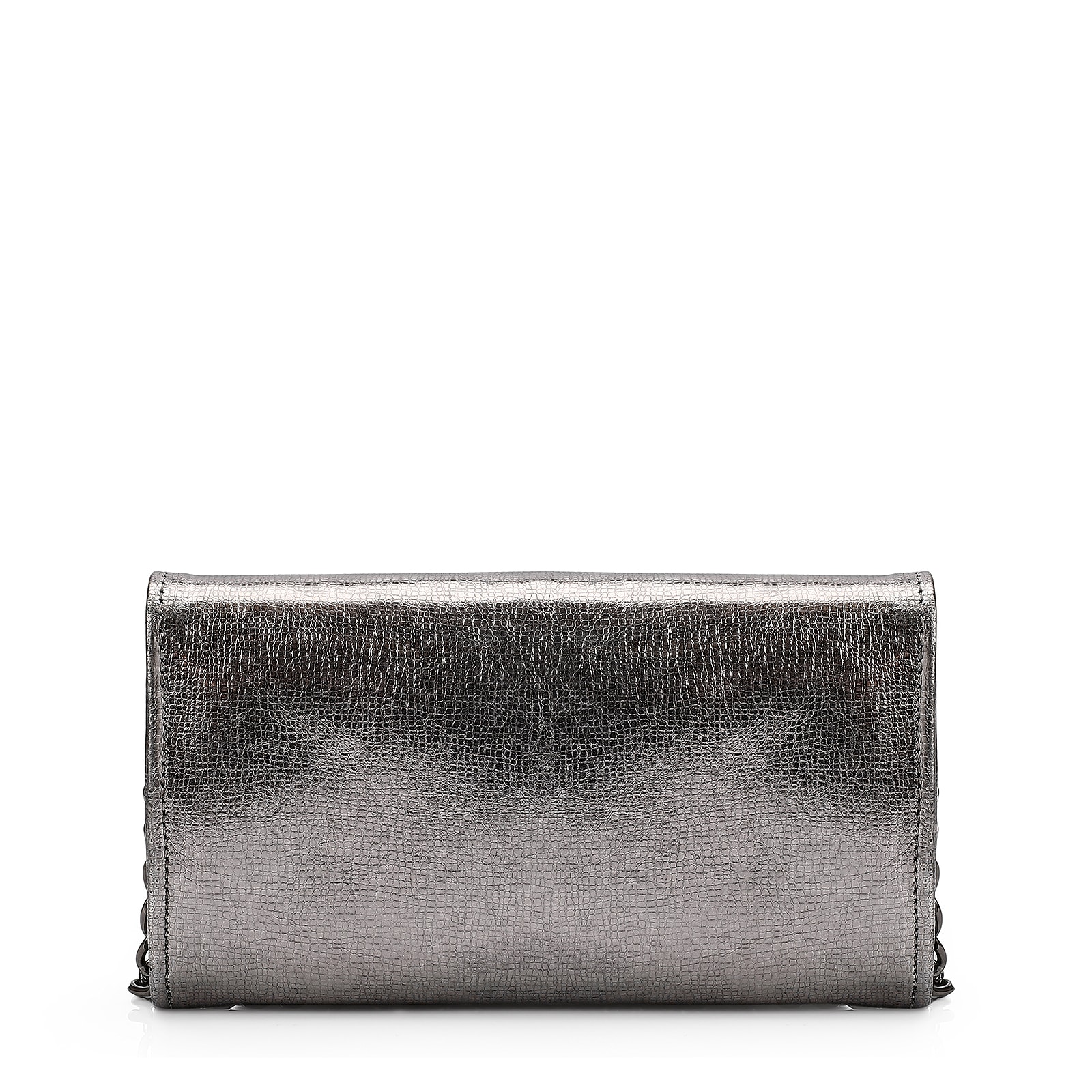 Clutch Couro Prata Grafite