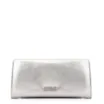 Clutch Couro Prata Metalizado Alça Corrente - imagem 4