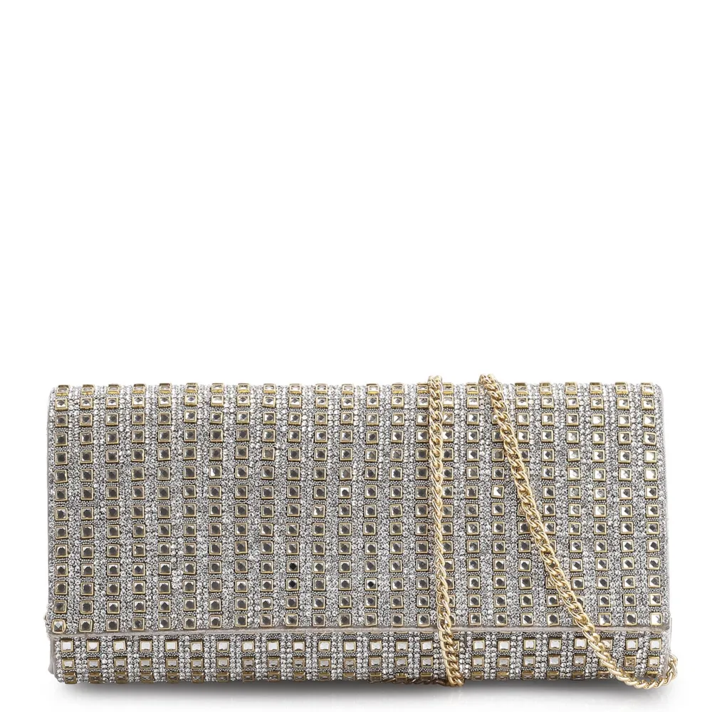 Clutch Cristal/Cetim Prata