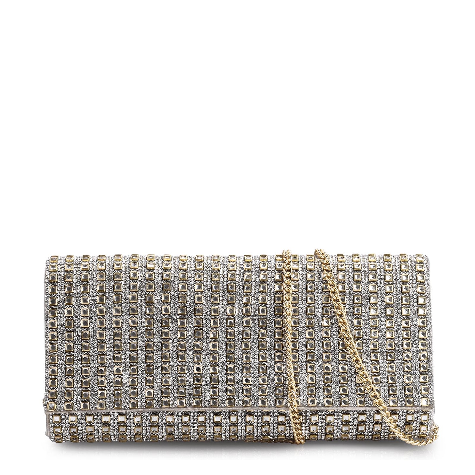 Clutch Cristal/Cetim Prata