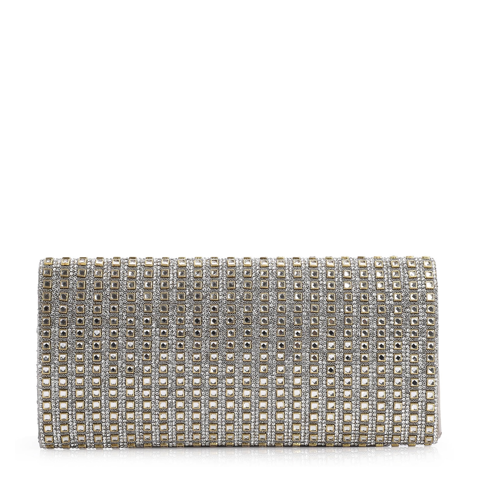 Clutch Cristal/Cetim Prata
