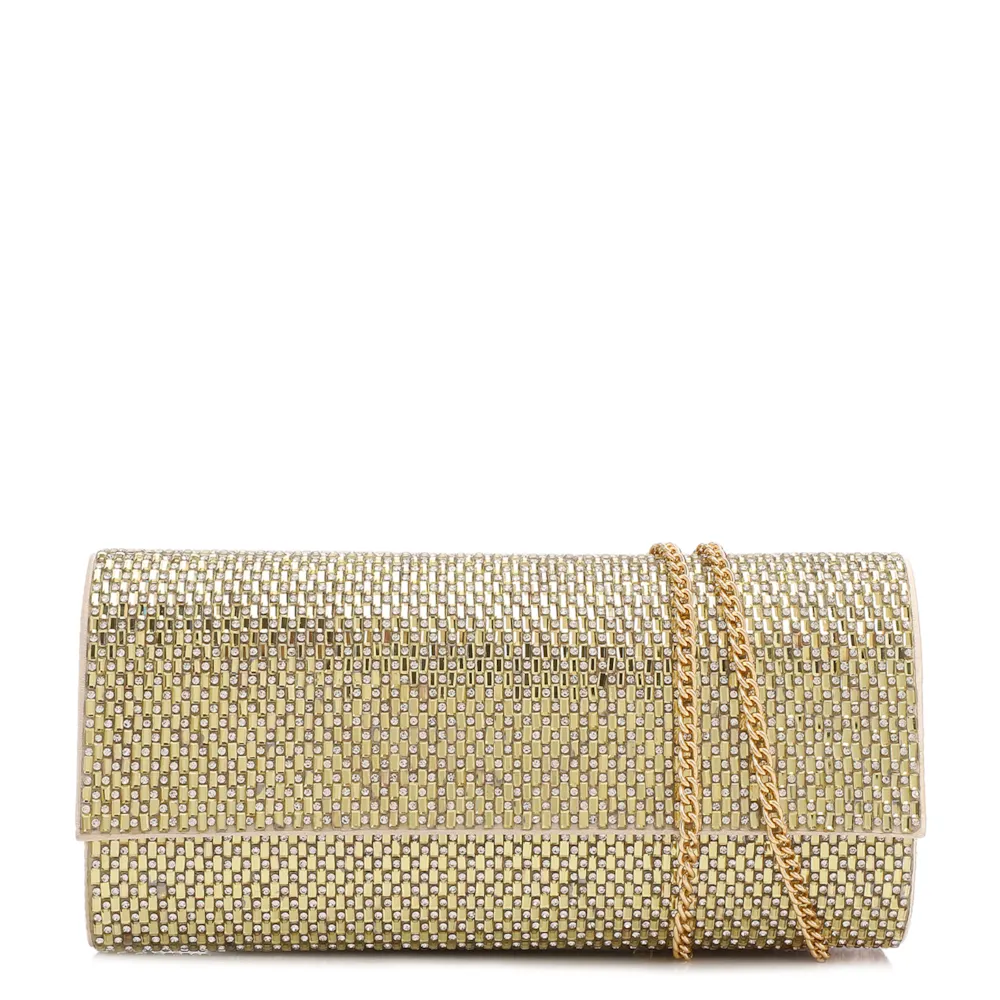 Clutch Festa Alt Dourada Strass Corrente