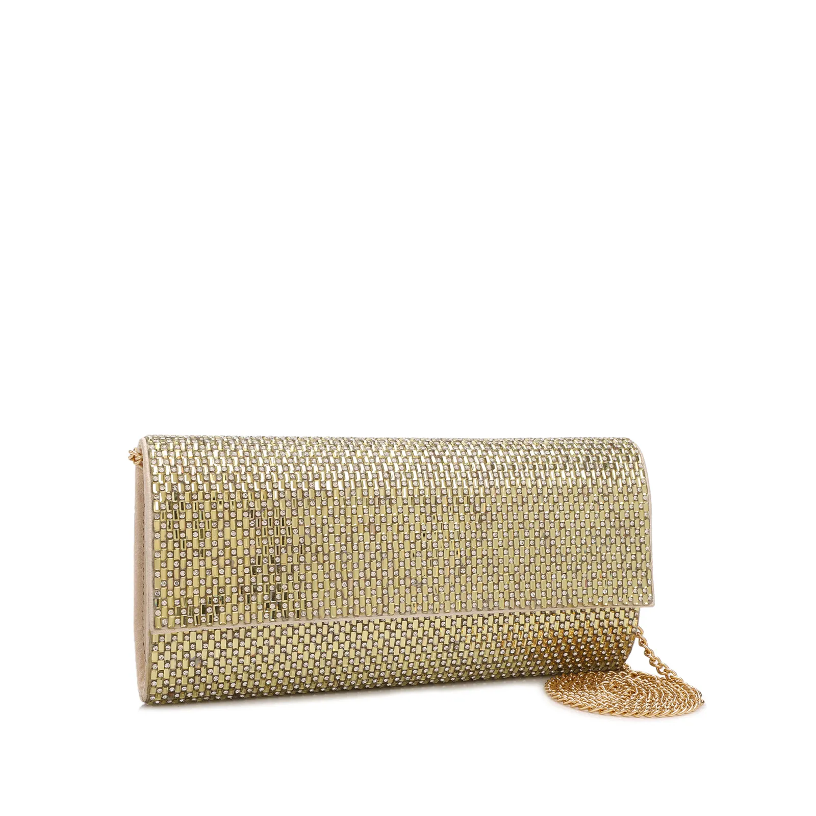 Clutch Festa Alt Dourada Strass Corrente