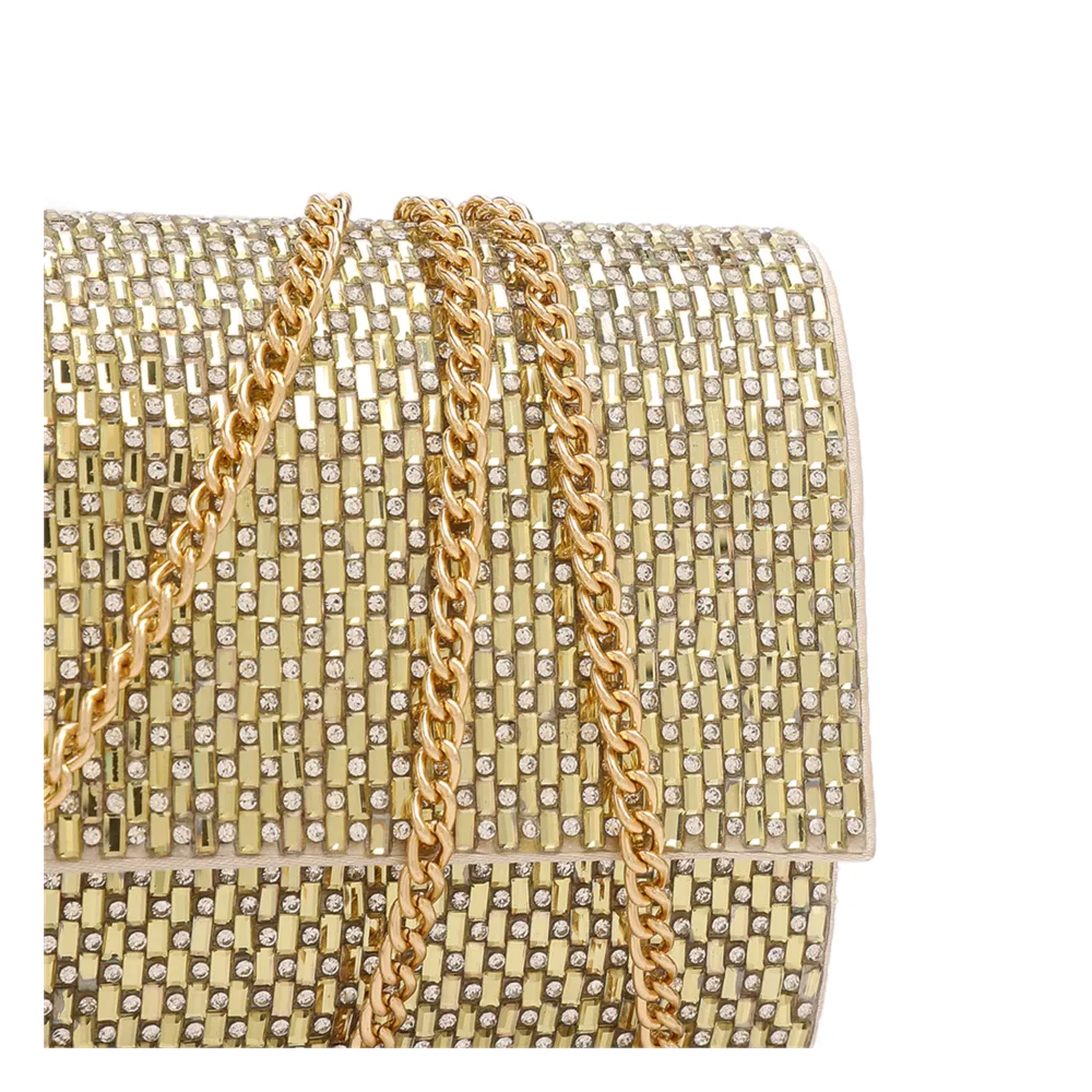 Clutch Festa Alt Dourada Strass Corrente - imagem 5