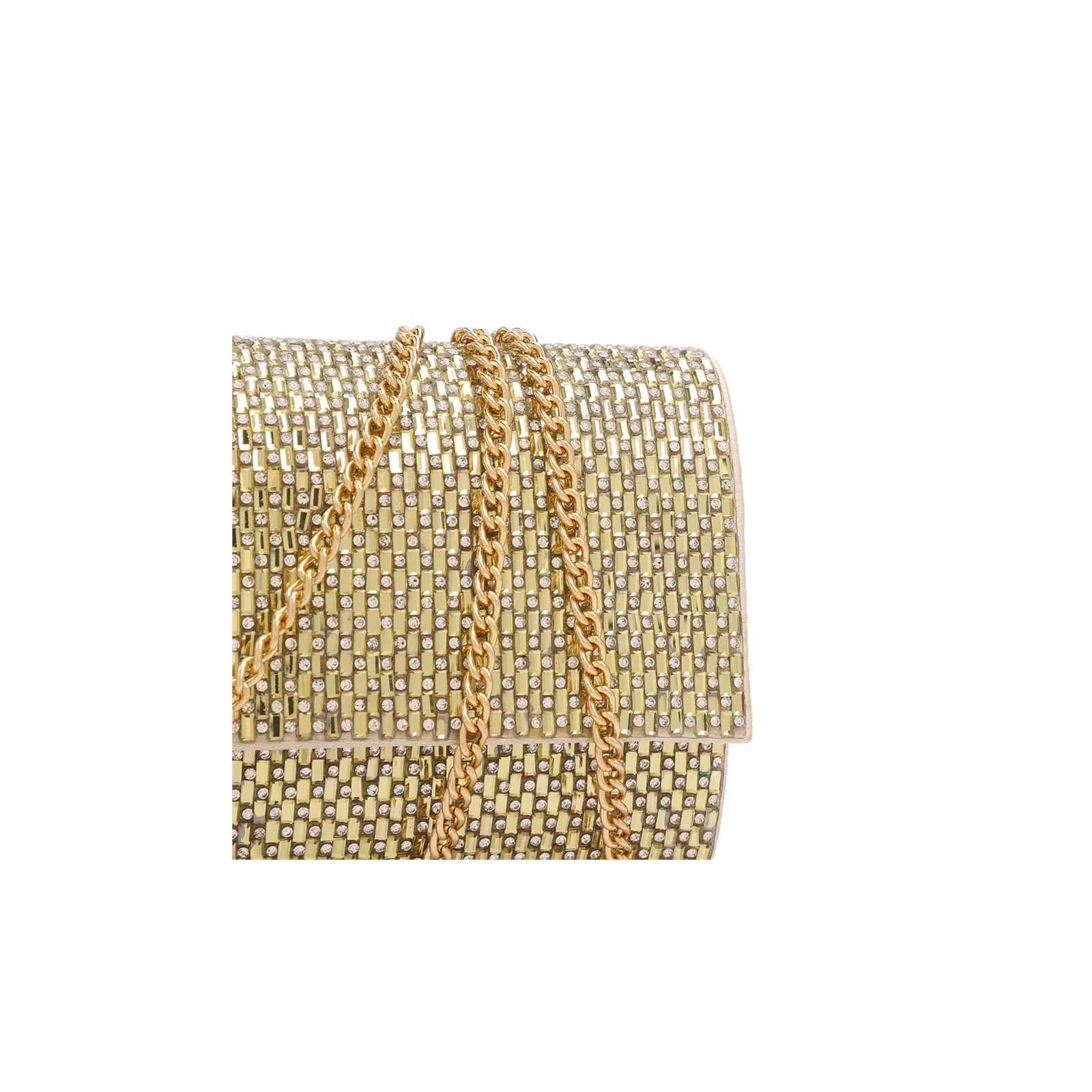 Clutch Festa Alt Dourada Strass Corrente