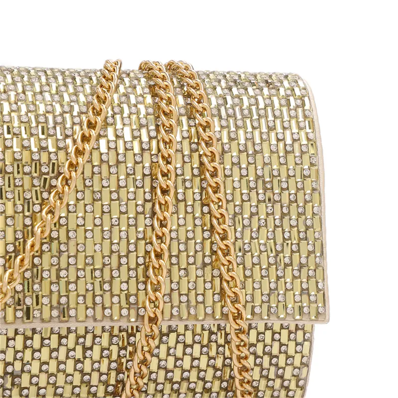 Clutch Festa Alt Dourada Strass Corrente - foto 5