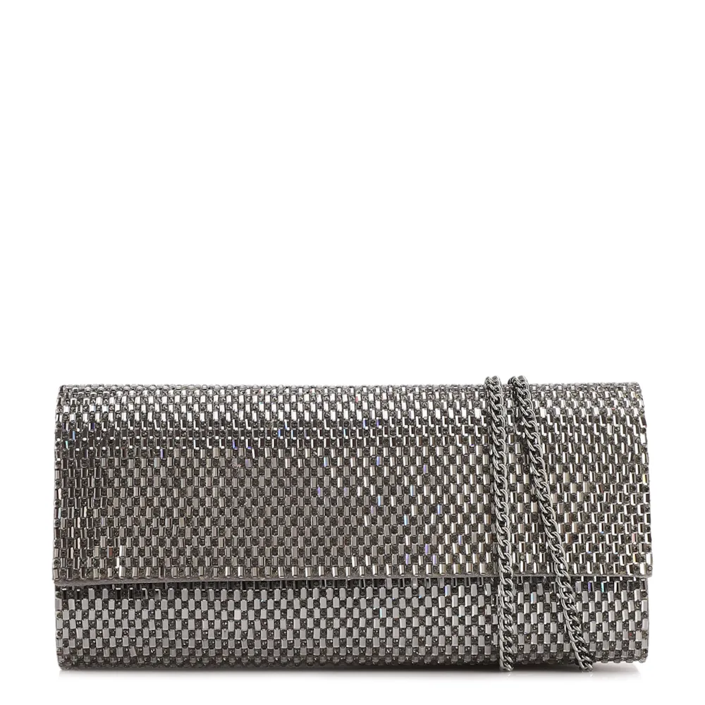 Clutch Festa Alt Prata Strass Corrente