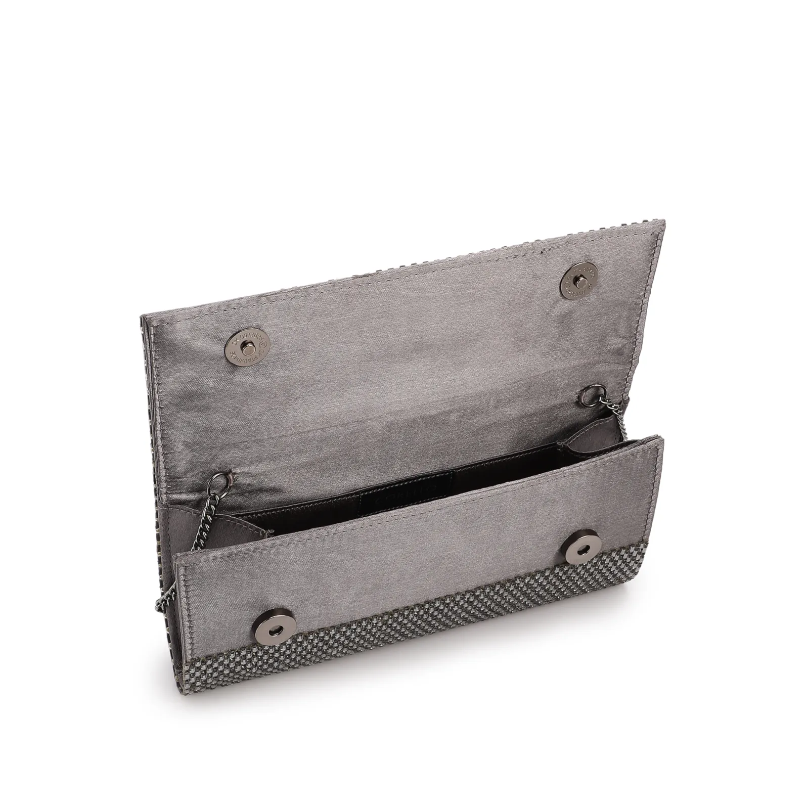 Clutch Festa Alt Prata Strass Corrente
