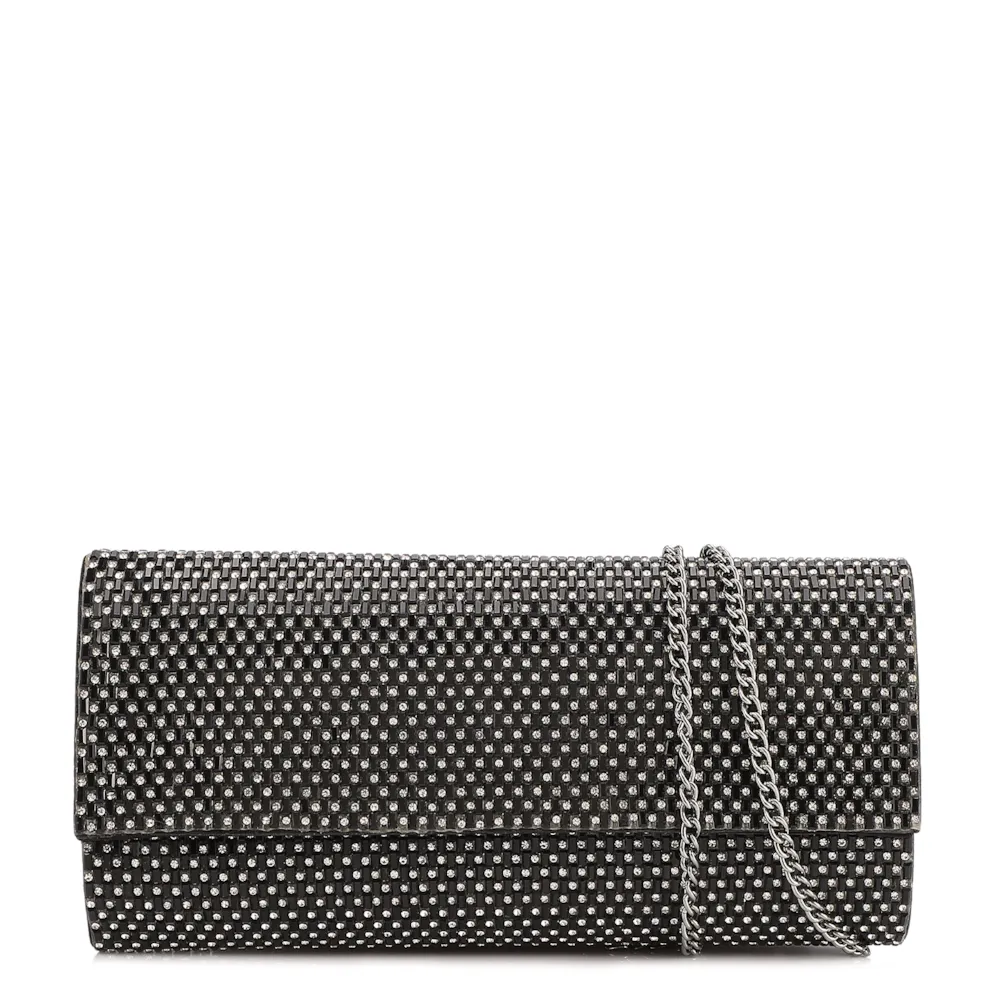 Clutch Festa Alt Preta Strass Corrente
