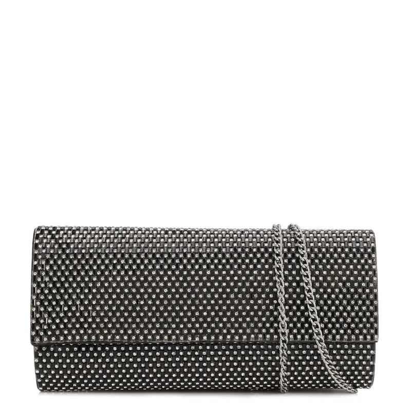 Clutch Festa Alt Preta Strass Corrente