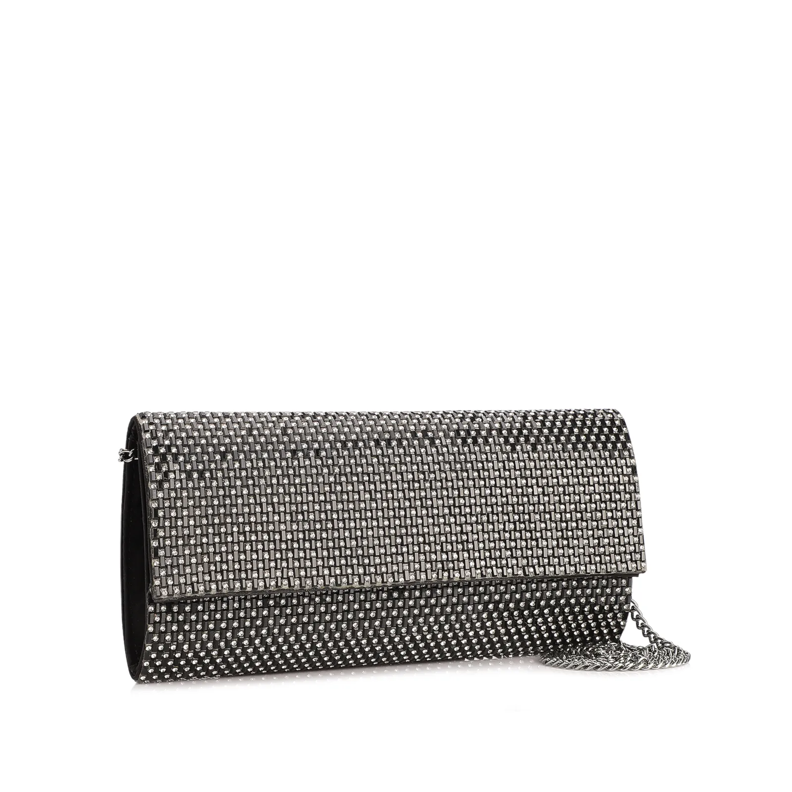 Clutch Festa Alt Preta Strass Corrente