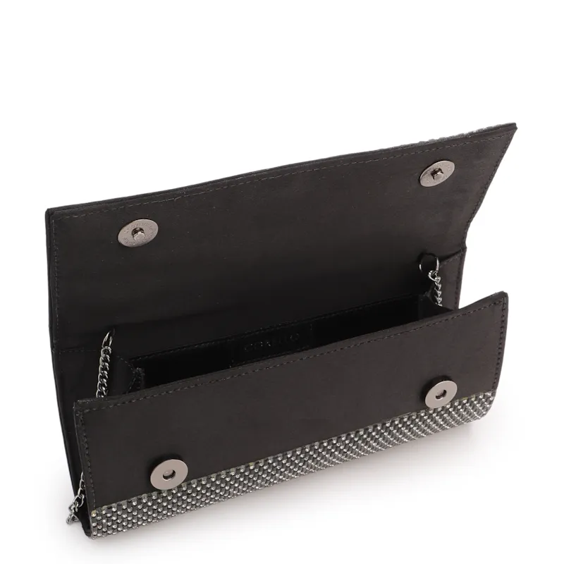 Clutch Festa Alt Preta Strass Corrente - foto 4