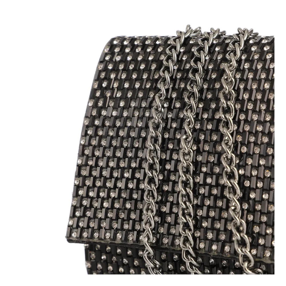 Clutch Festa Alt Preta Strass Corrente - imagem 5