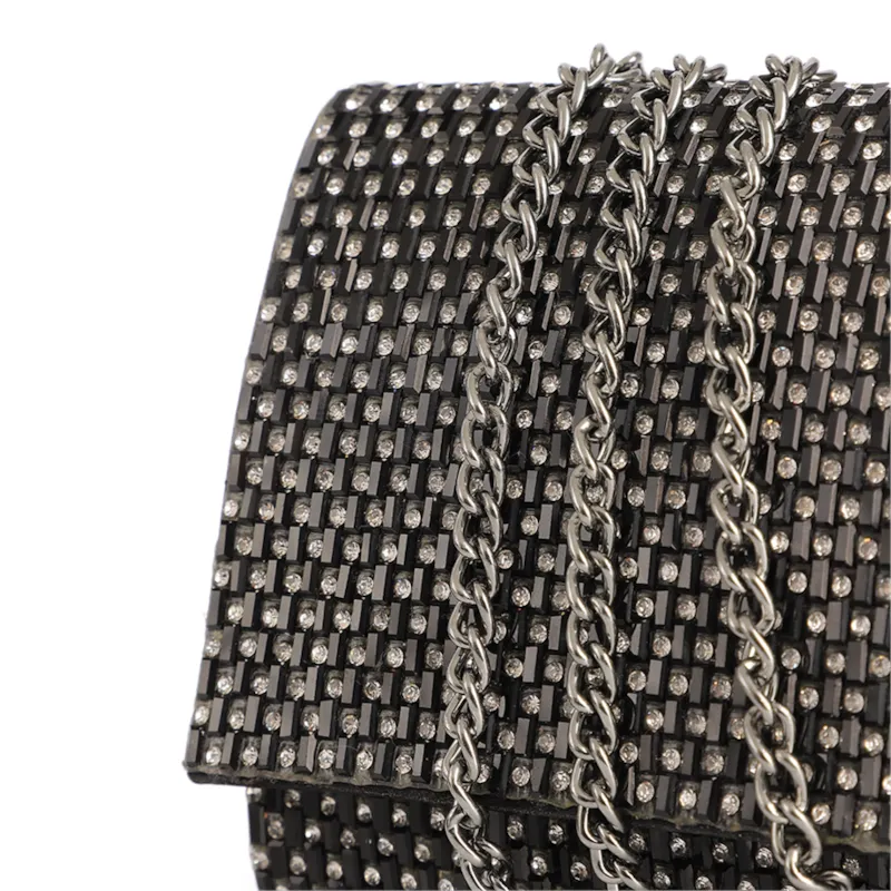 Clutch Festa Alt Preta Strass Corrente - foto 5