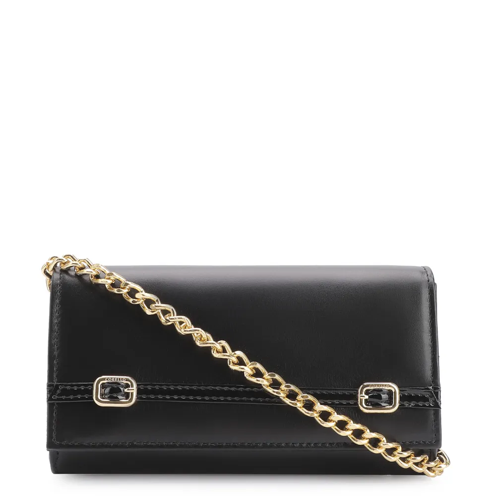 Clutch Fivelas Couro/Verniz Preto