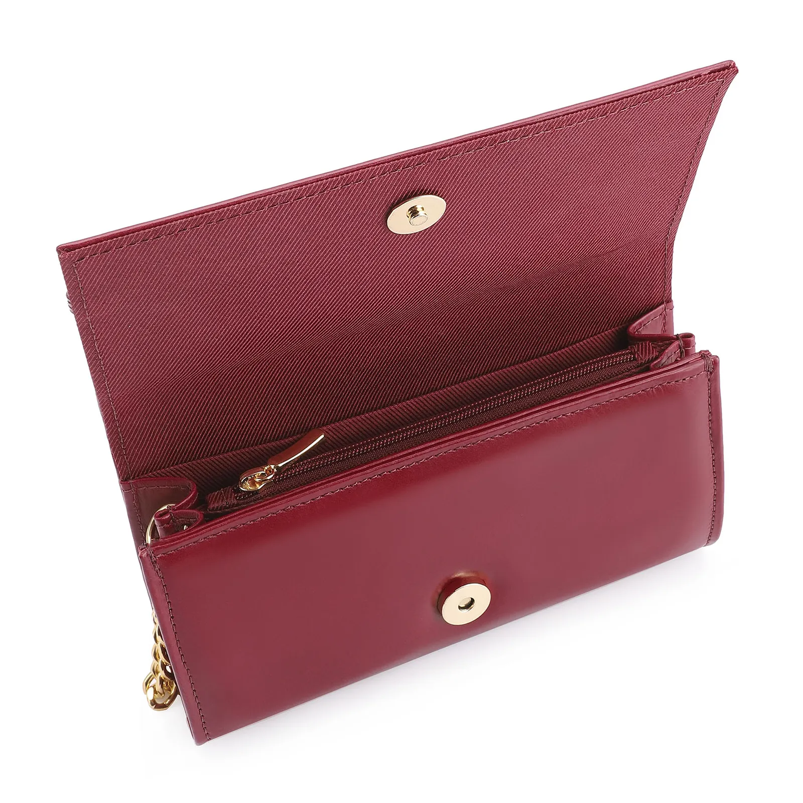 Clutch Fivelas Couro/Verniz Vermelho Cereja