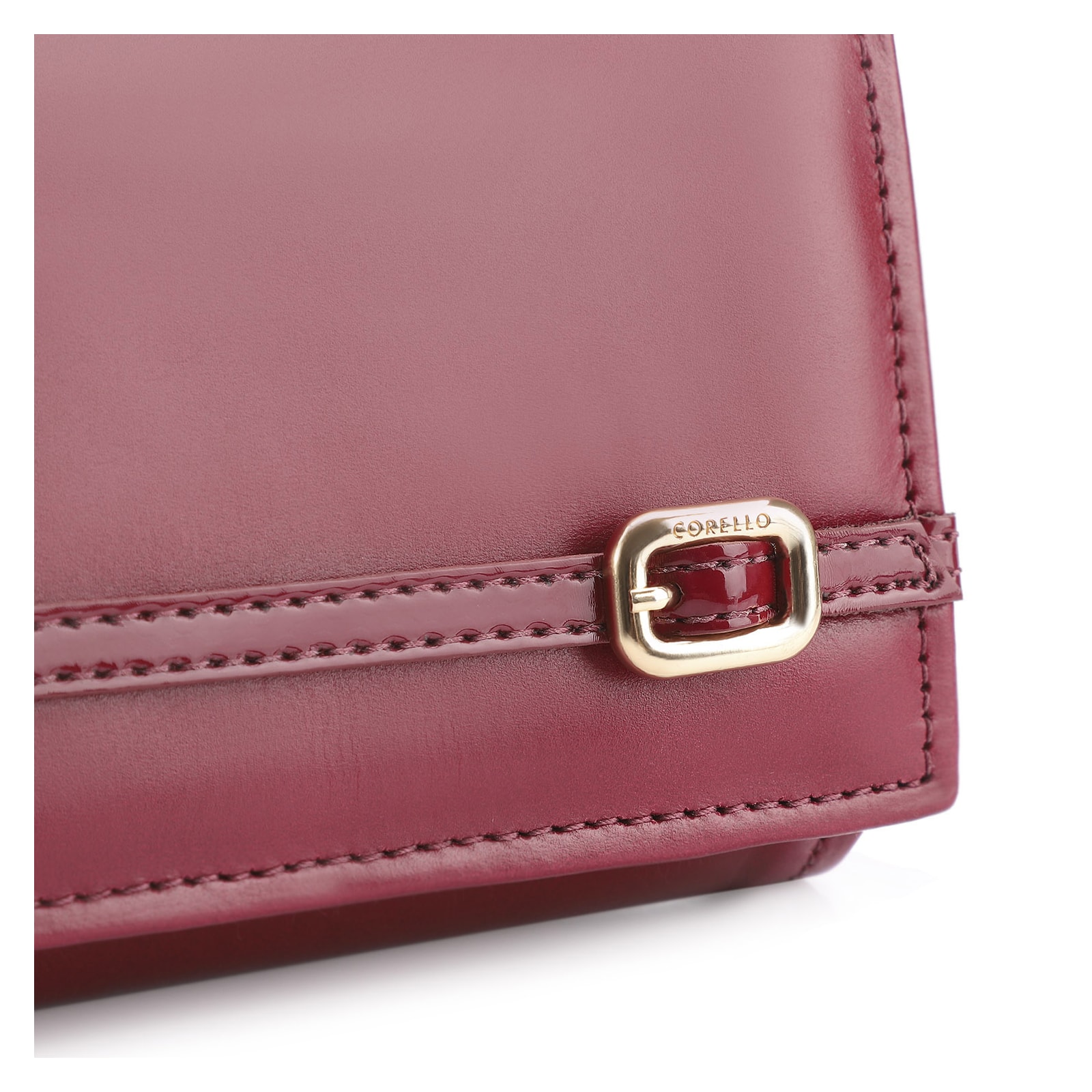 Clutch Fivelas Couro/Verniz Vermelho Cereja
