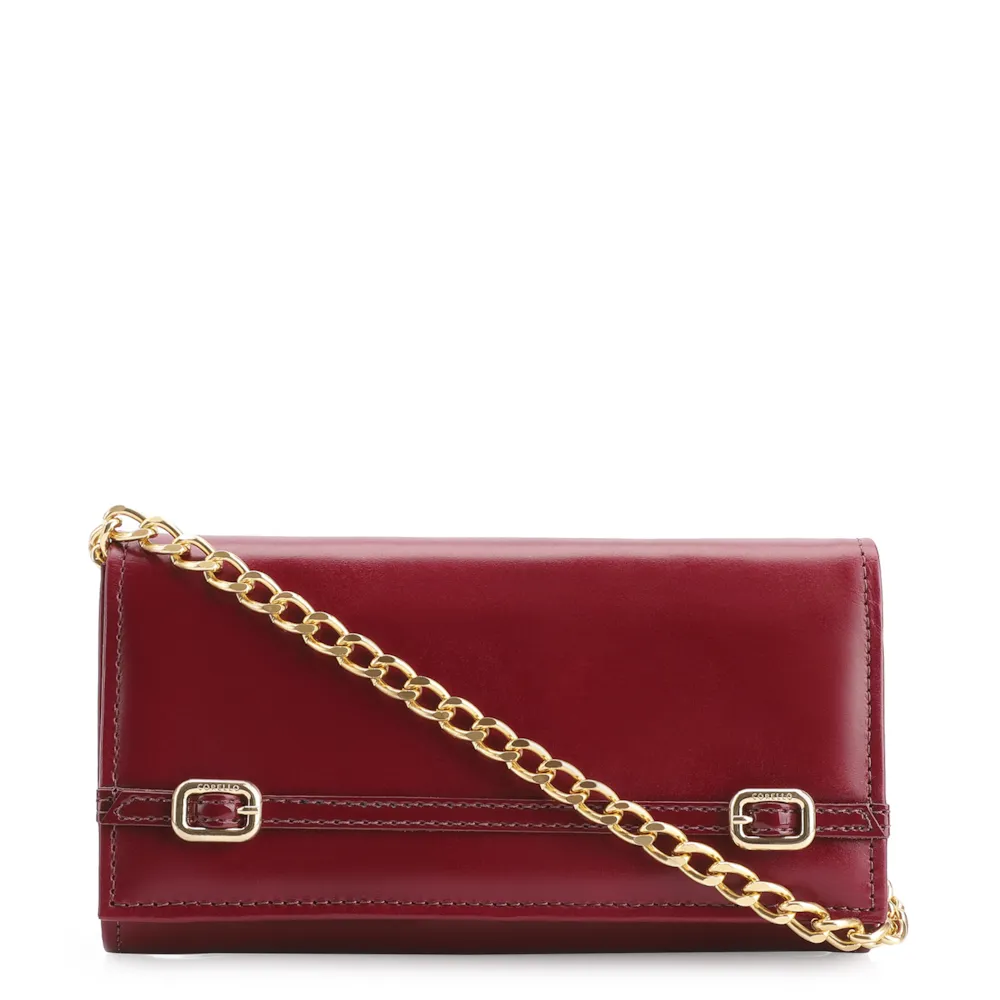 Clutch Fivelas Couro/Verniz Vermelho Cereja