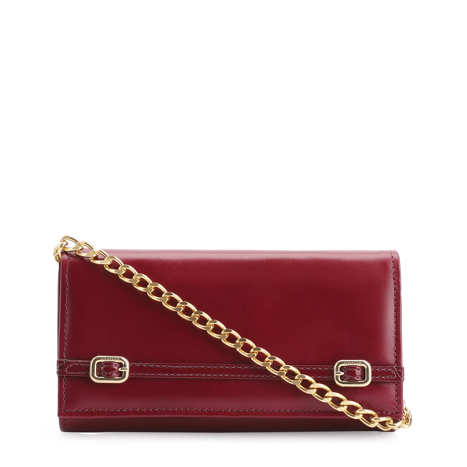 Clutch Fivelas Couro/Verniz Vermelho Cereja
