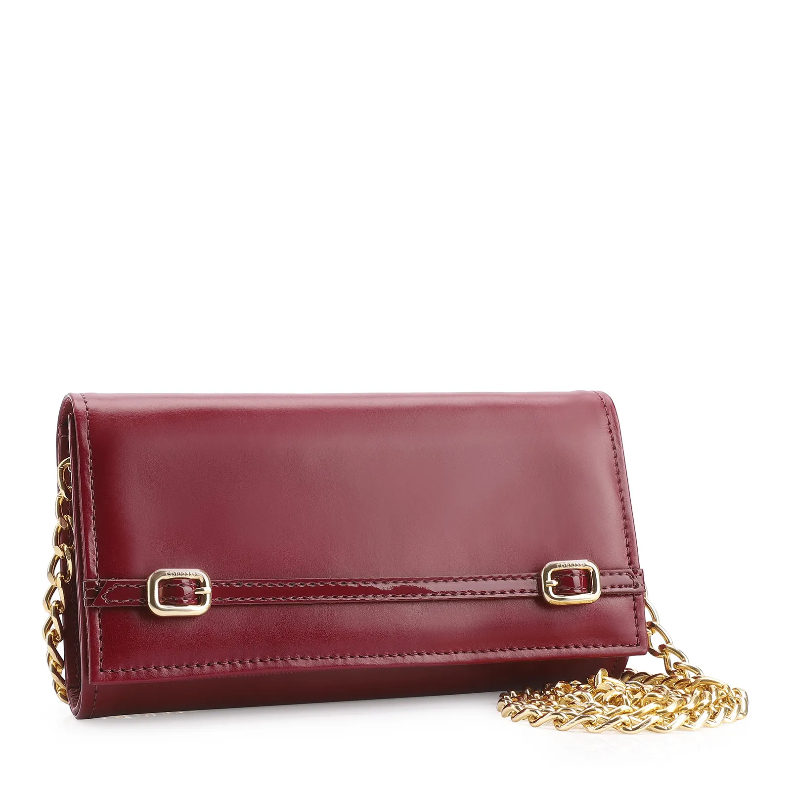 Clutch Fivelas Couro/Verniz Vermelho Cereja