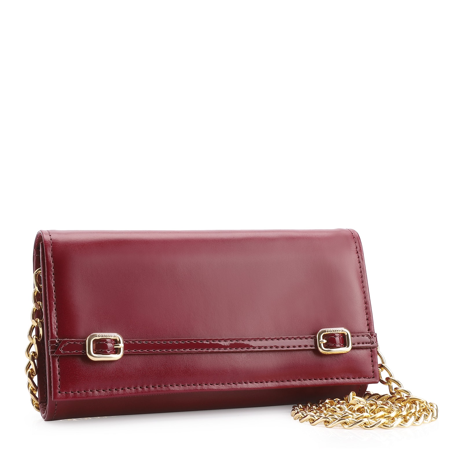 Clutch Fivelas Couro/Verniz Vermelho Cereja