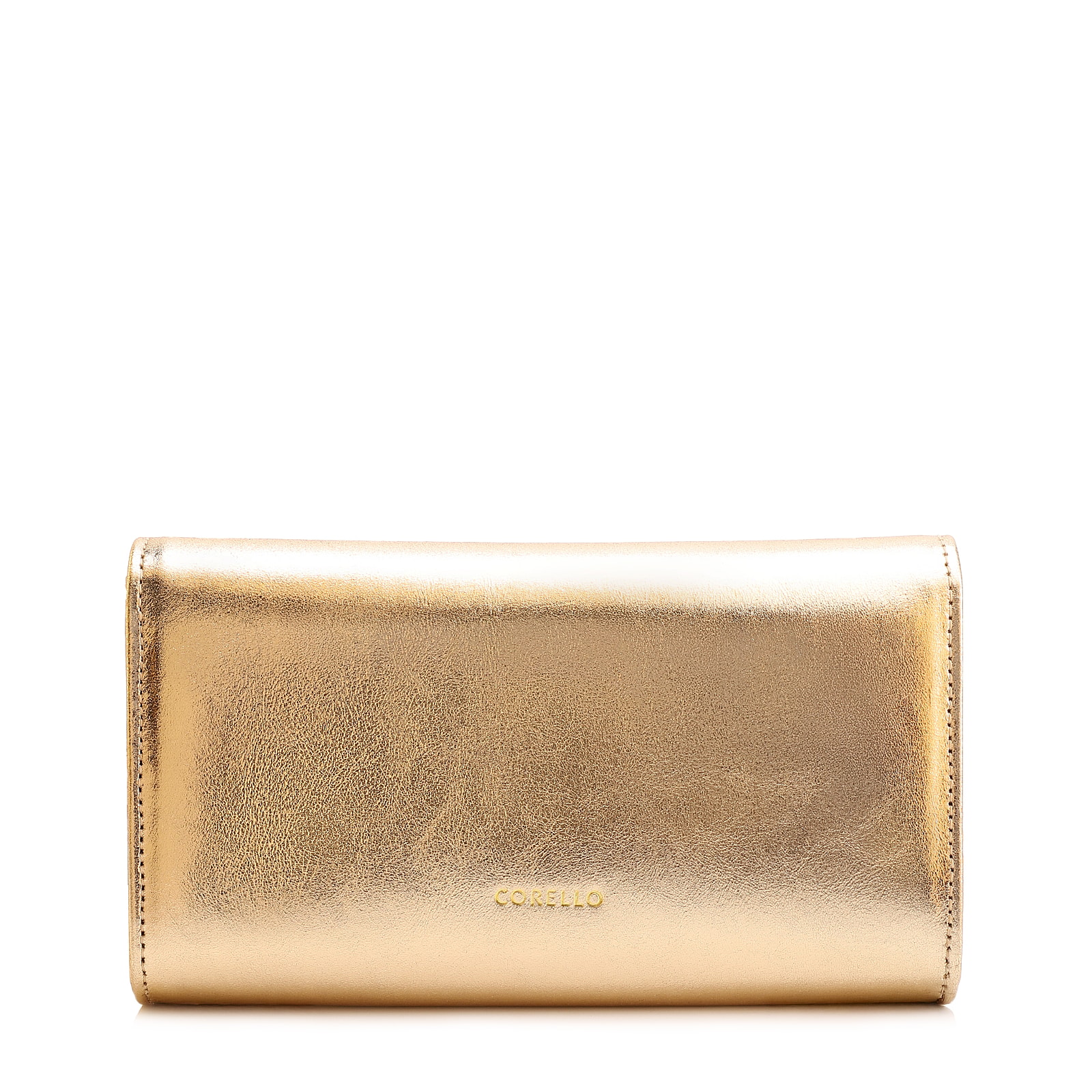 Clutch Flor Couro Dourado