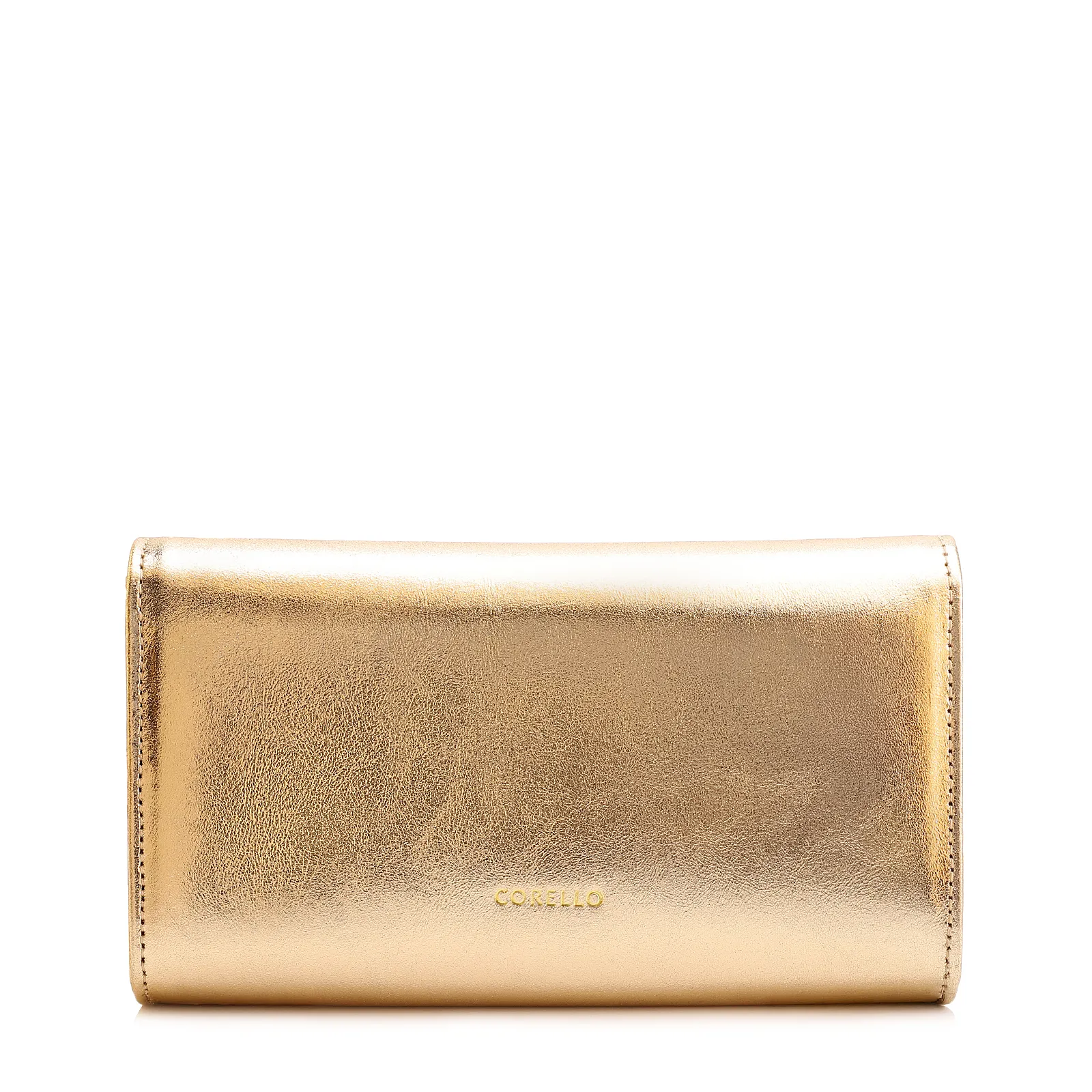 Clutch Flor Couro Dourado