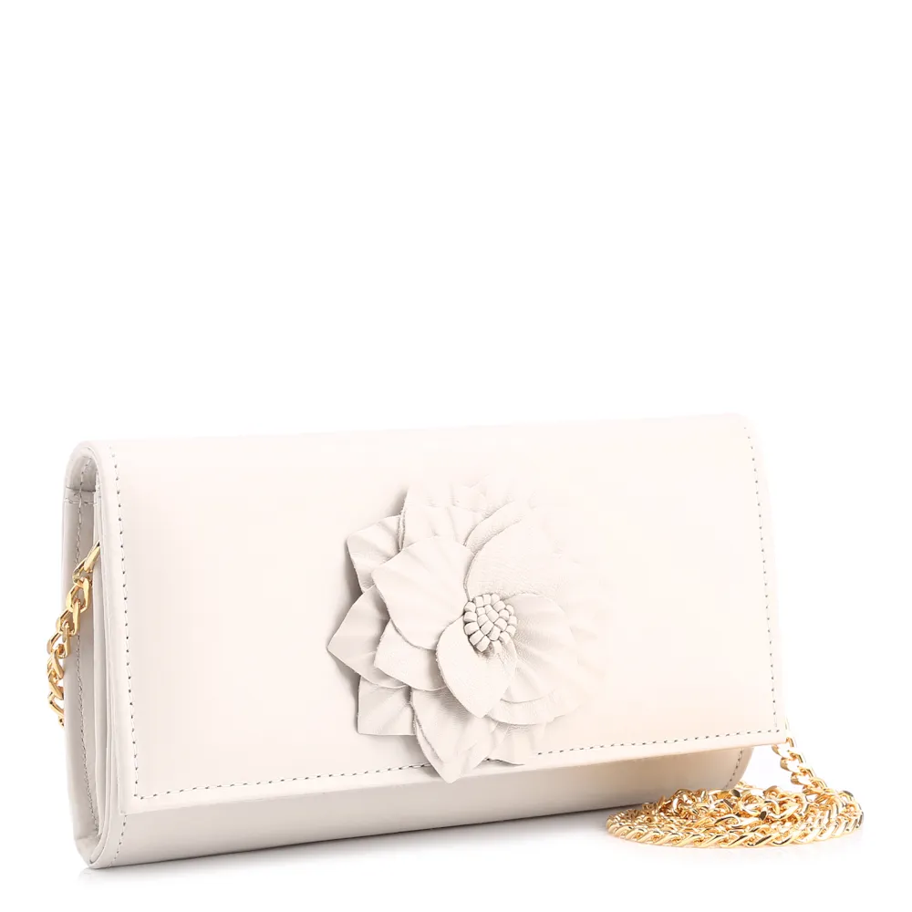 Clutch Flor Couro Off White - imagem 3