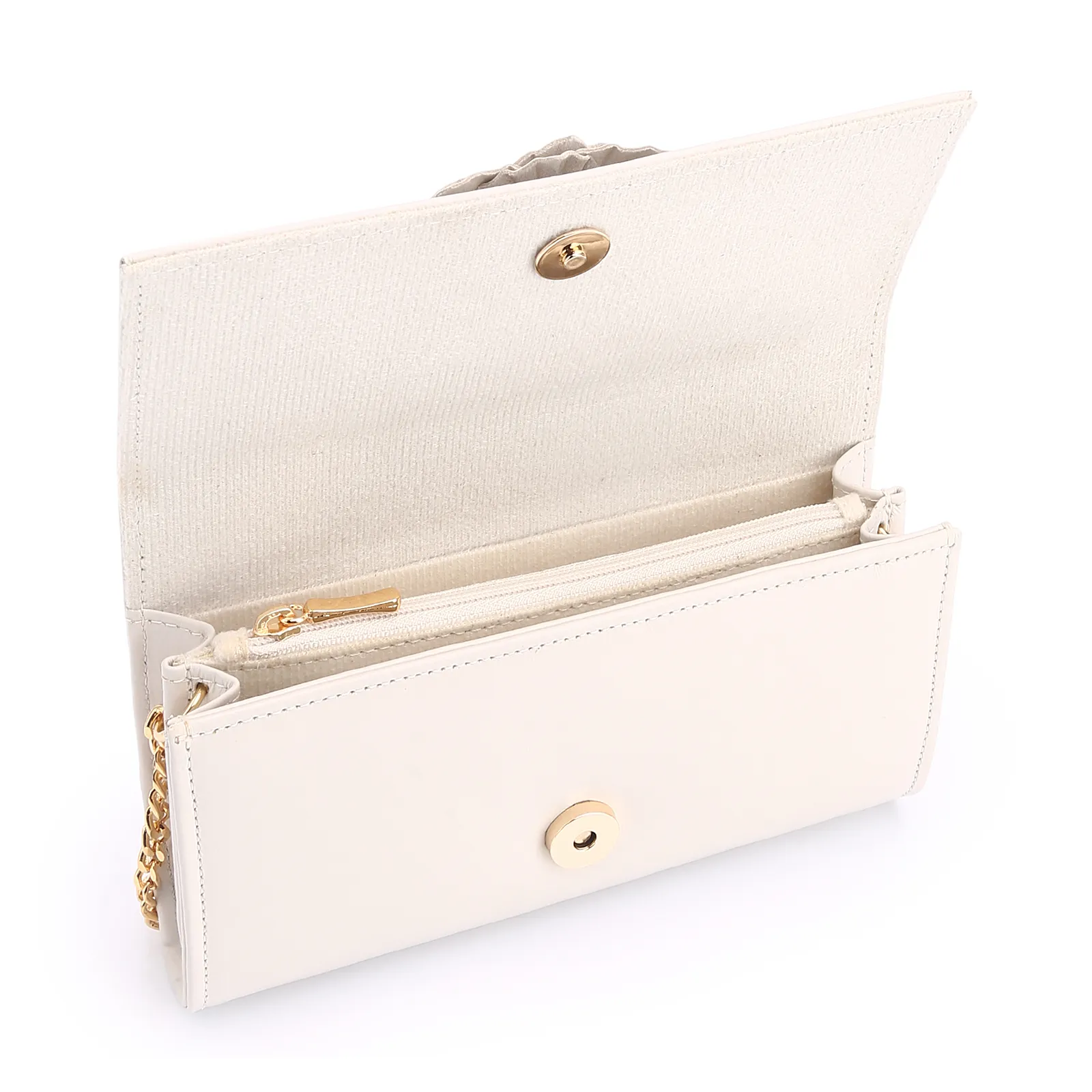 Clutch Flor Couro Off White