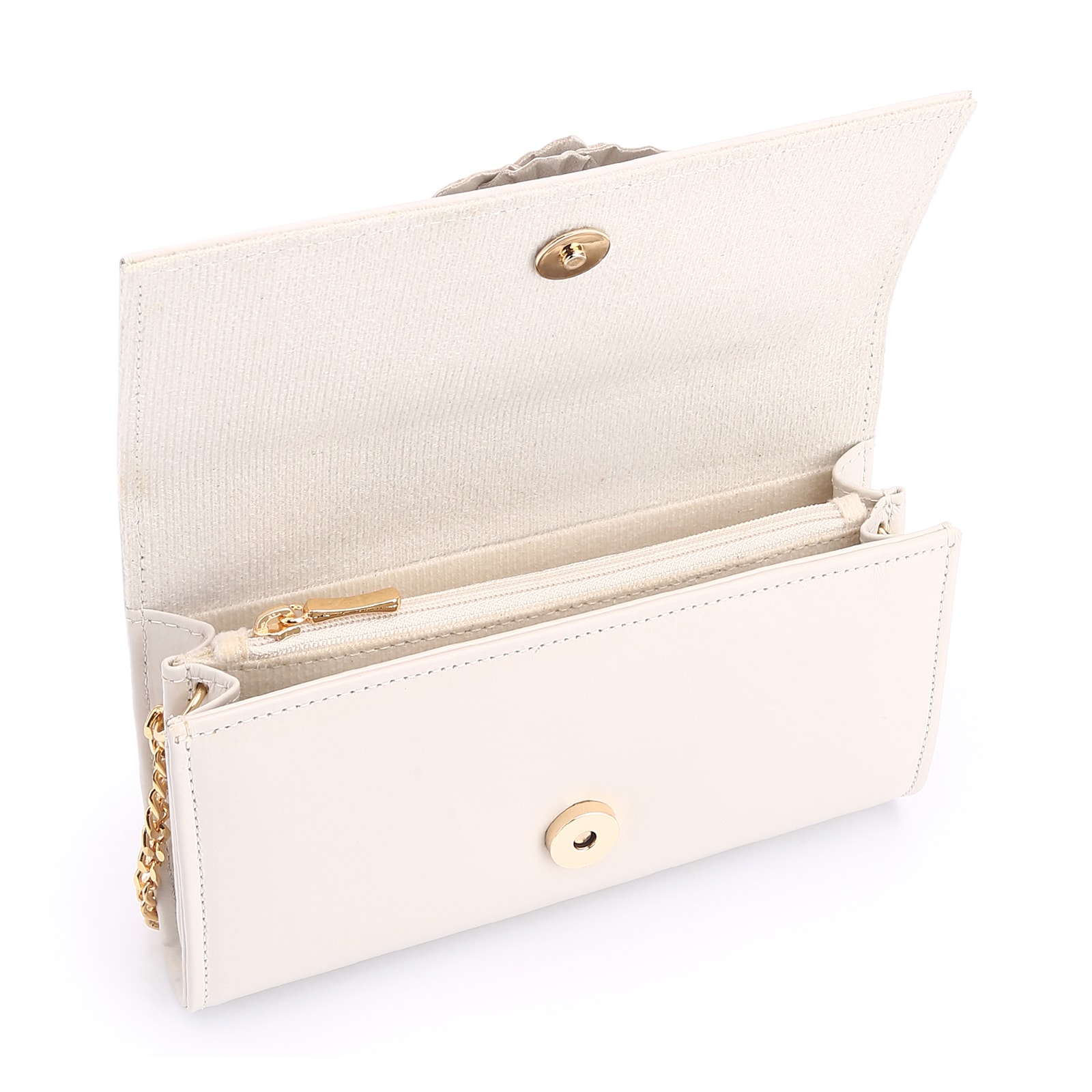 Clutch Flor Couro Off White