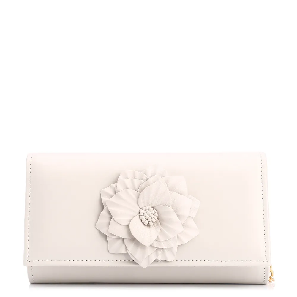 Clutch Flor Couro Off White
