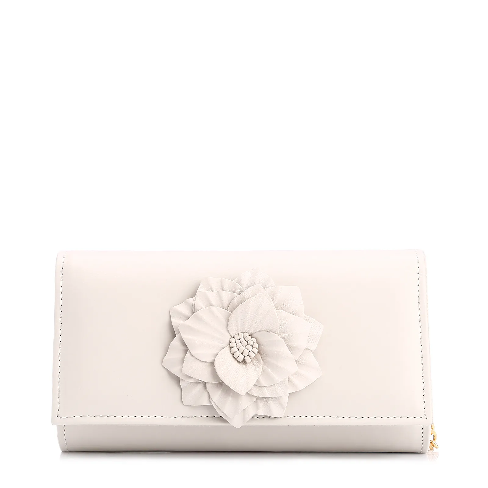 Clutch Flor Couro Off White